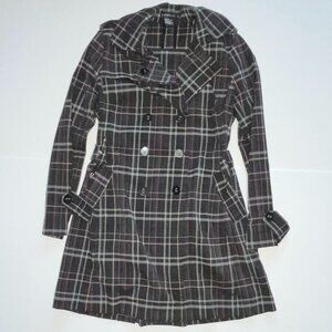 Rampage Plaid Trench Coat M